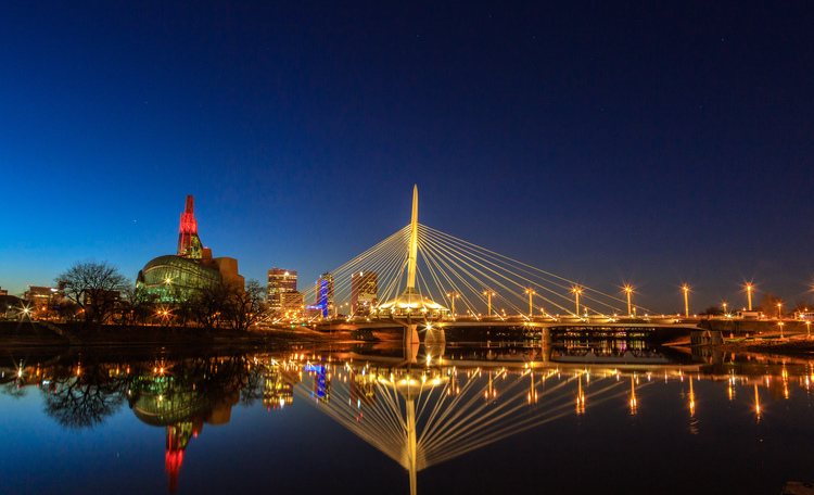 Winnipeg Downtown Night Aerial