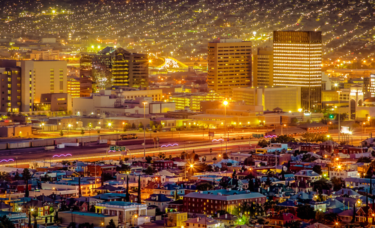 Sunset Aerial Downtown El Paso