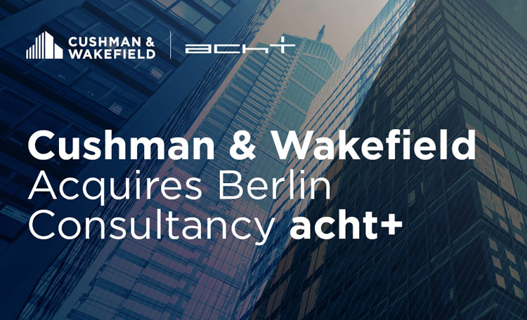 high rise office buildings looking upwards with Cushman & Wakefield acquires Berlin Consultancy acht+