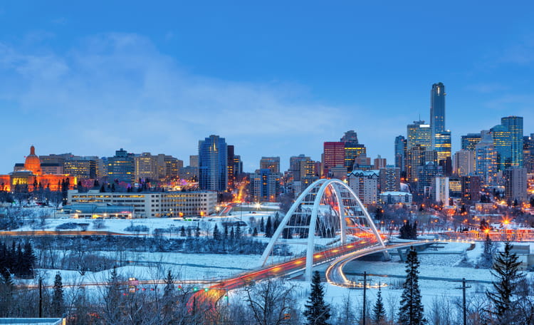 Edmonton Downtown Night Aerial